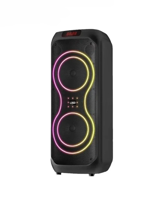 Portativ kolonka ZQS seriya Bluetooth RGB TWS mikrofon USB TF AUX FM displey karaoke bilan
