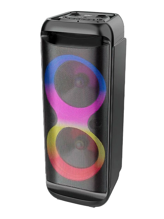 Portativ kolonka ZQS seriya Bluetooth RGB TWS mikrofon USB TF AUX FM displey karaoke bilan