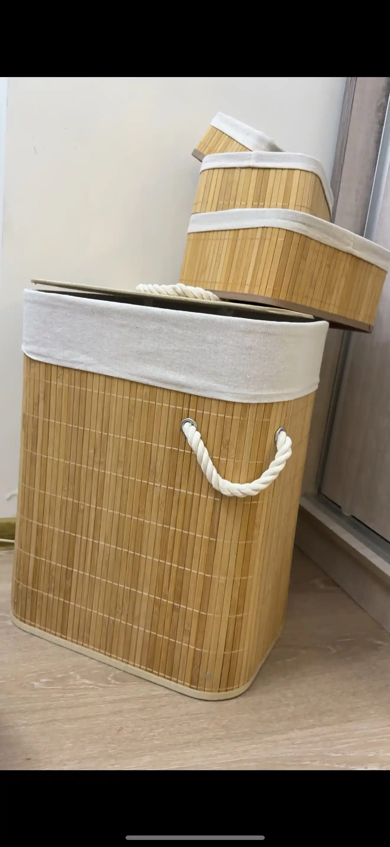 Корзинки из бамбука для хранения вещей, набор 3 шт, плетеная