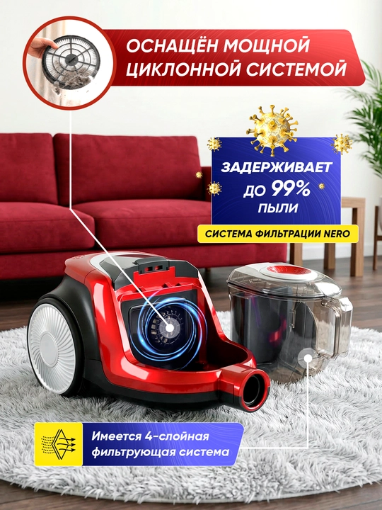 Пылесос Samsung PowerPro PSR-433, 4000w, 4 л, с телескопической трубкой, с HEPA фильтром