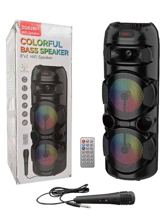 Kolonka ZQS portativ Bluetooth mikrofonli RGB yoritish TWS USB TF AUX FM va karaoke