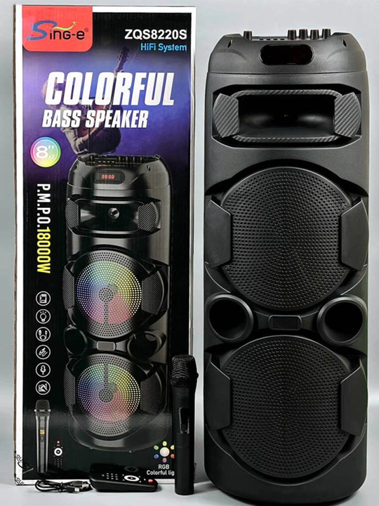 Kolonka ZQS portativ Bluetooth mikrofonli RGB yoritish TWS USB TF AUX FM va karaoke