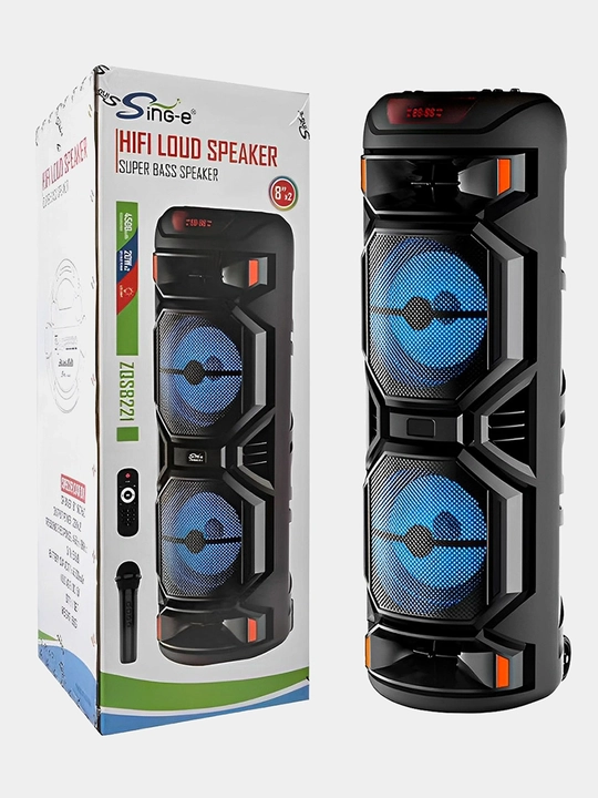 Kolonka ZQS portativ Bluetooth mikrofonli RGB yoritish TWS USB TF AUX FM va karaoke