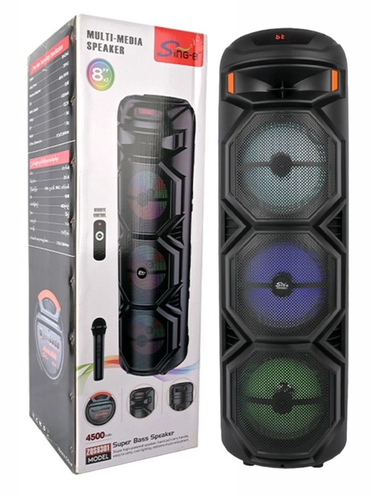 Kolonka ZQS portativ Bluetooth mikrofonli RGB yoritish TWS USB TF AUX FM va karaoke