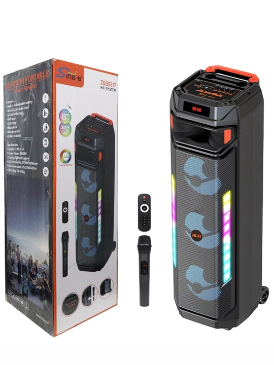 Kolonka ZQS portativ Bluetooth mikrofonli RGB yoritish TWS USB TF AUX FM va karaoke