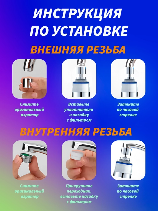 Фильтр для воды на кран, фильтр для крана, аэратор для крана, фильтр для кухни, фильтр насадка