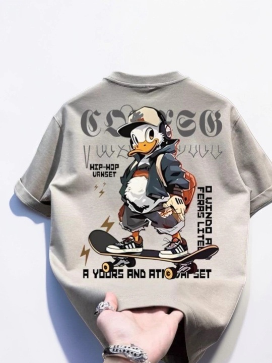 Erkaklar paxtali futbolkasi «Duck Skater» printi bilan - 