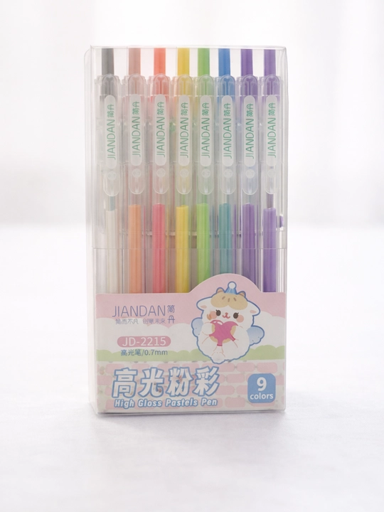 Yorqin neon gel ruchkalar 0.7 mm, 9 va 6  rangli to‘plam, qora qog‘oz va bloknotlar uchun