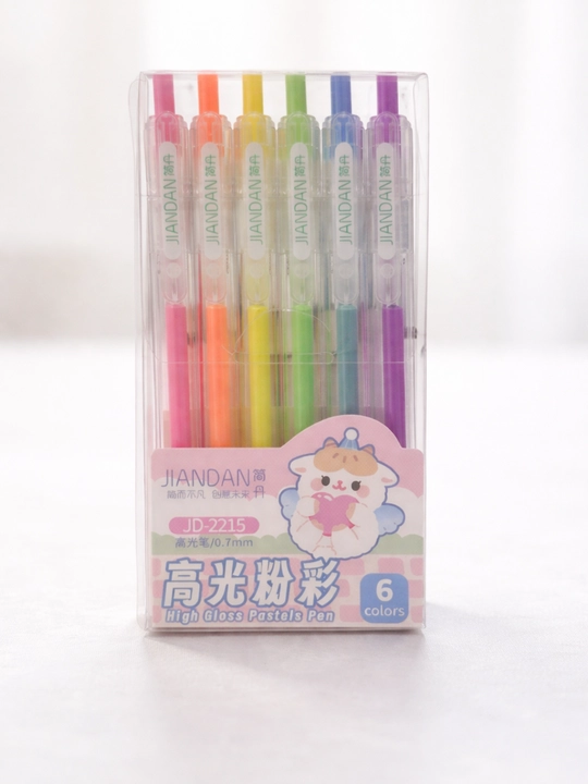 Yorqin neon gel ruchkalar 0.7 mm, 9 va 6  rangli to‘plam, qora qog‘oz va bloknotlar uchun