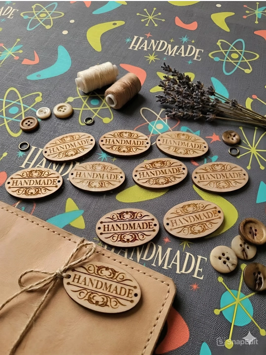 Бирочка  HANDMADE, фанера 3 мм шлифованная, размер овал 53 на 33 мм - 