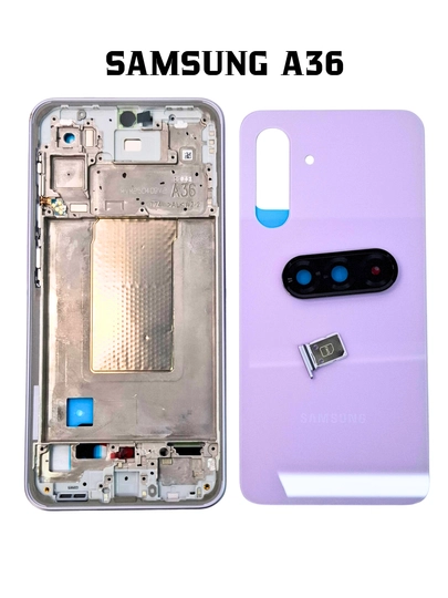 Корпус Samsung A36: рамка, задняя крышка, слот SIM, кнопки и стекло камеры в комплекте