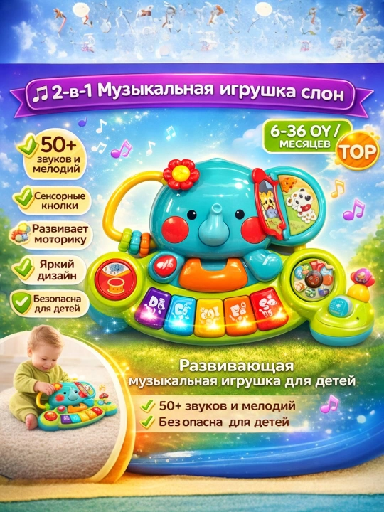 Игрушка Слон музыкальный