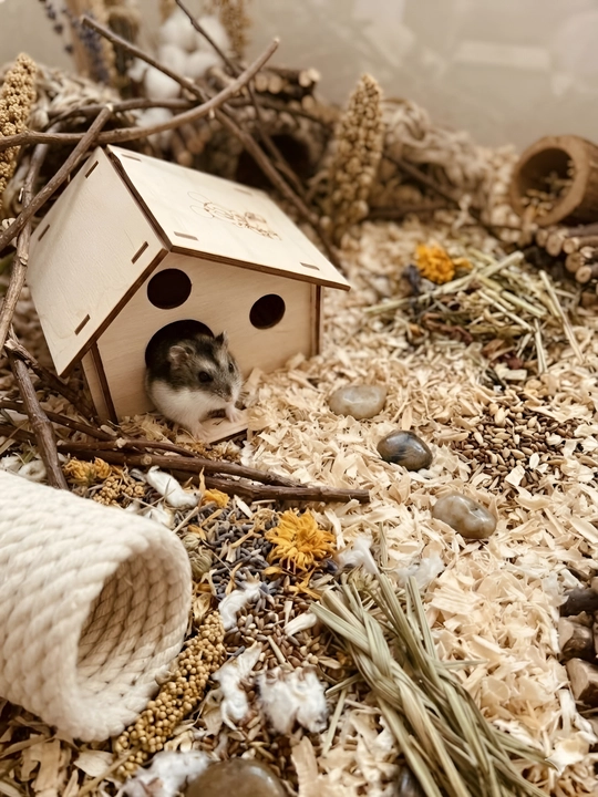 Домик для джунгарского хомяка с наклонной крышей - 