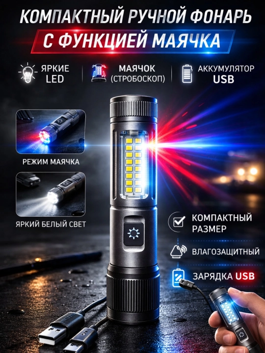 Ручной фонарь с проблесковым маячком - 