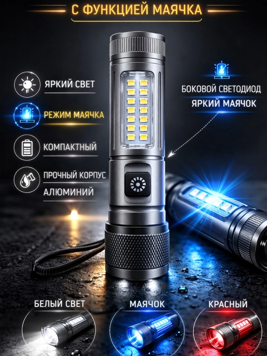 Ручной фонарь с проблесковым маячком