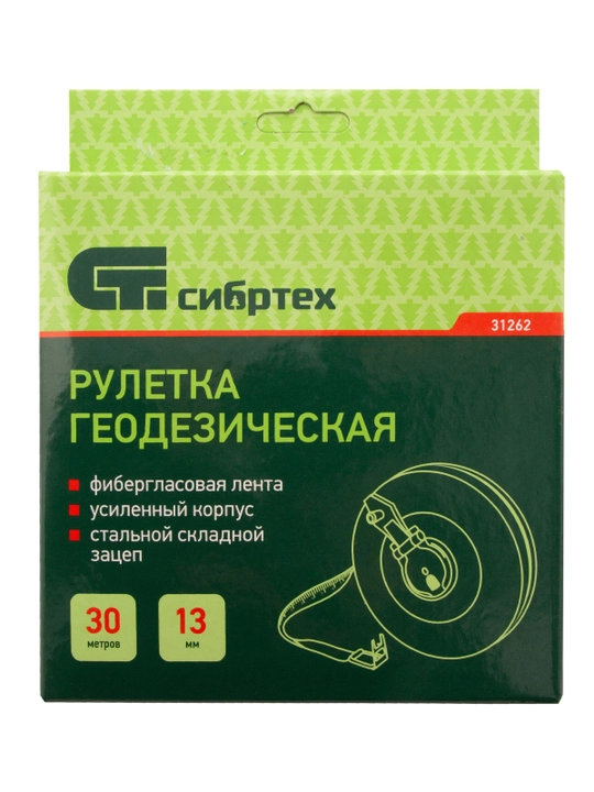Sibrtex geodezik ruletkasi, 30 m x 13 mm, yopiq korpus, fiberglass lenta, 31262