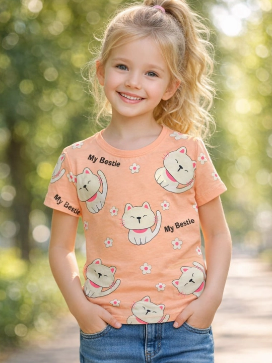 Футболка для девочки, стрейч хлопок, Турция, 2-7 лет, рост 92-122см - 