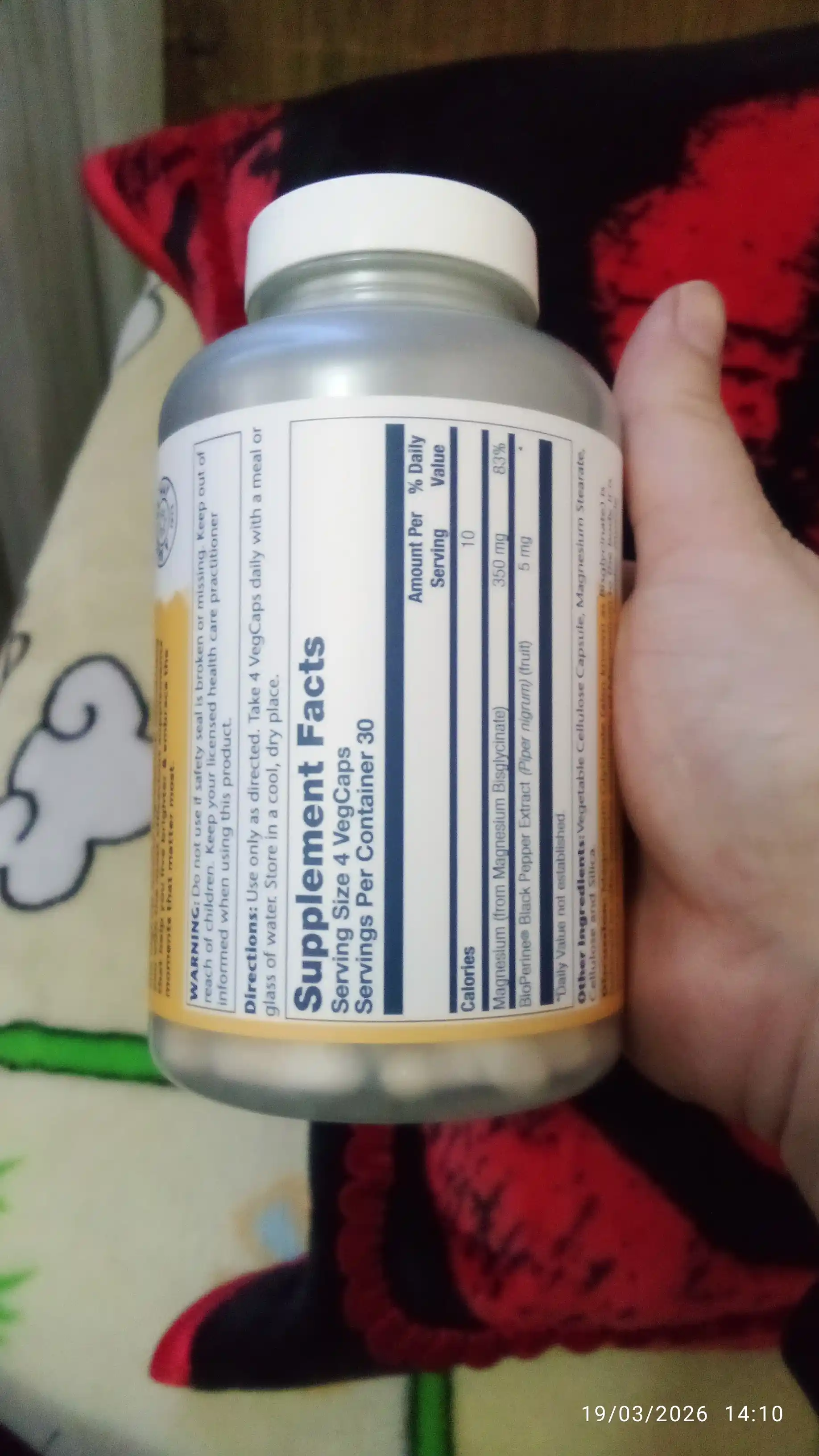 Solaray, Yuqori o‘zlashuvchan magniy glitsinat, AQSH 350 mg, 120 ta o‘simlik kapsulasi