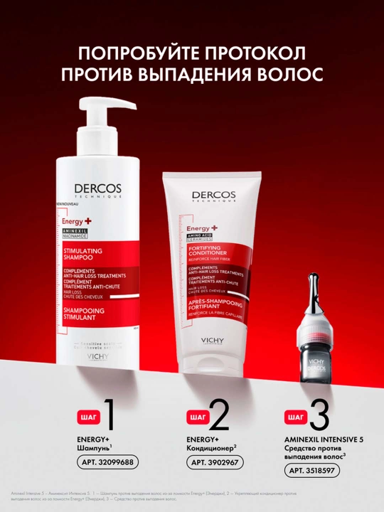 Шампунь VICHY DERCOS Energy+, против выпадения волос, 400 мл