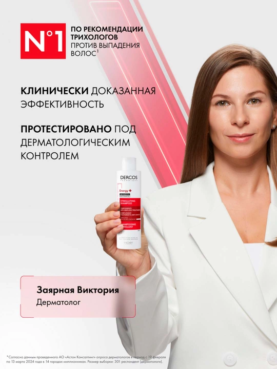 Шампунь VICHY DERCOS Energy+, против выпадения волос, 200 мл