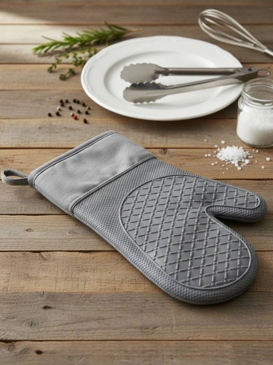 Yuqori sifatli (270°C gacha) issiqlikka chidamli silikon oshxona tutqich qo‘lqopi - 