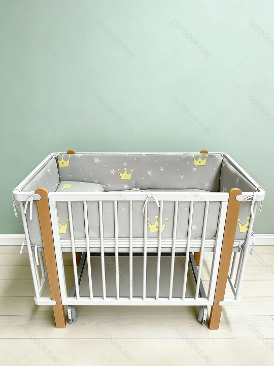 3 in 1 bolalar krovatkasi va beshik, 0–6 yosh uchun, balandligi sozlanadi,120*60CM