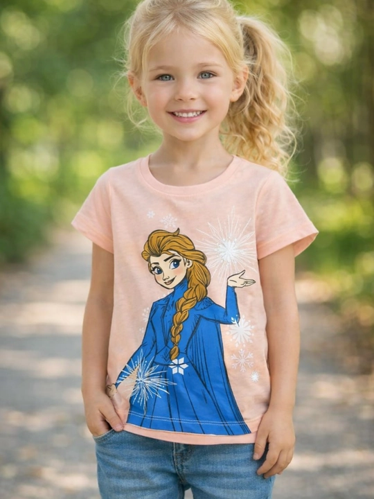 Футболка для девочки, стрейч хлопок, 2-8 лет, рост 92-128 см - 