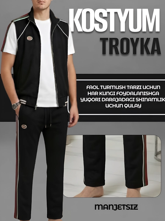 Erkaklar sport kostyumi troyka, Gucci uslubi, futbolka, nimcha, triko, 48-52