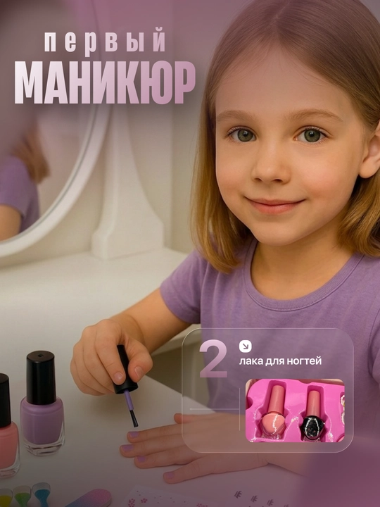 Детская косметика для девочек набор в чемодане, игровой макияж и маникюр, подарок для детей