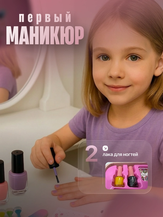 Детская косметика для девочек набор в чемодане, игровой макияж и маникюр, подарок для детей