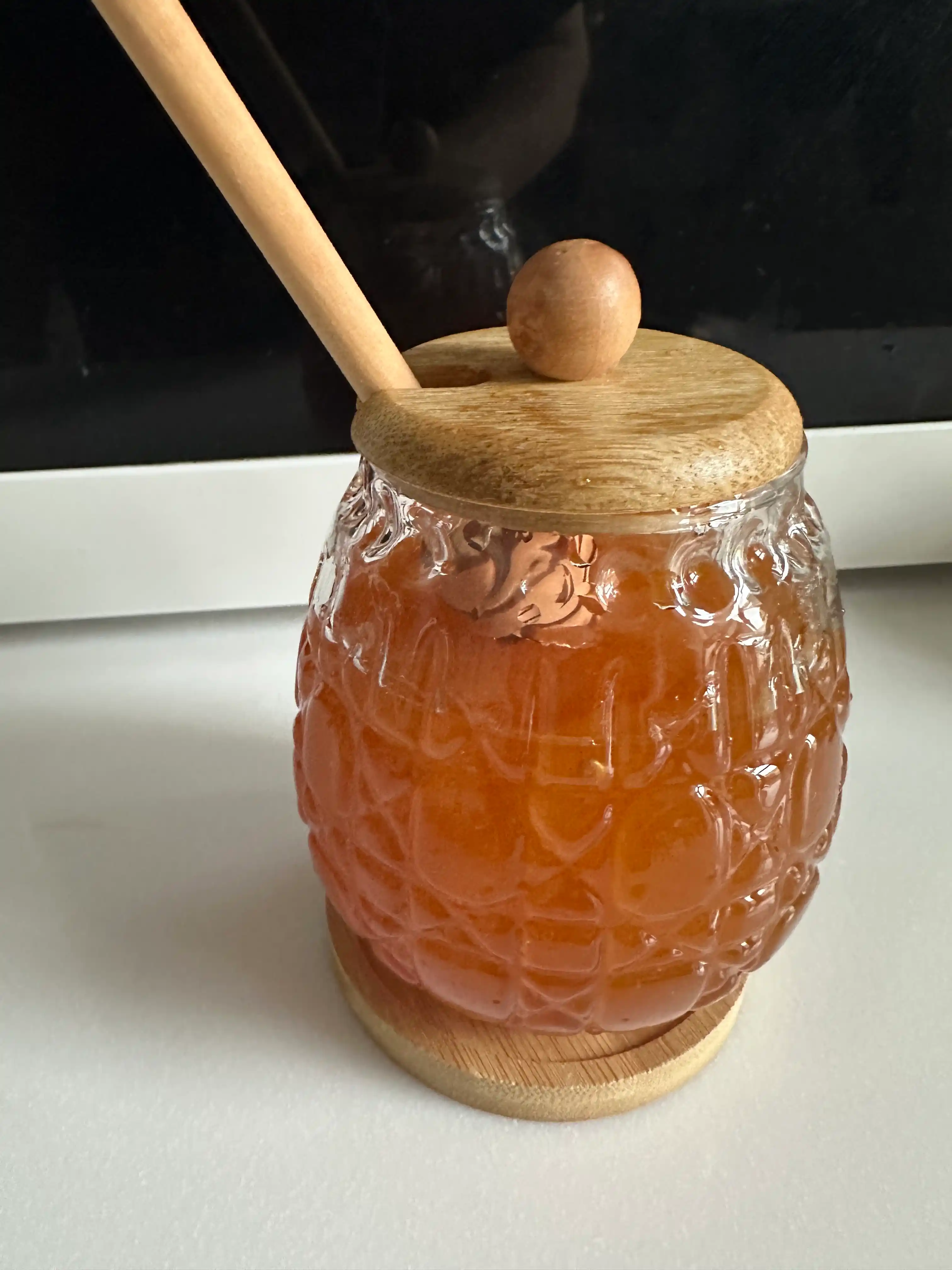 Банка для меда, стеклянная, с ложкой, 500 мл
