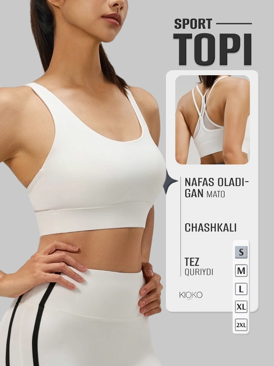 Ayollar sport topi Kioko, chashkali top, ayollar sport kiyimi - 