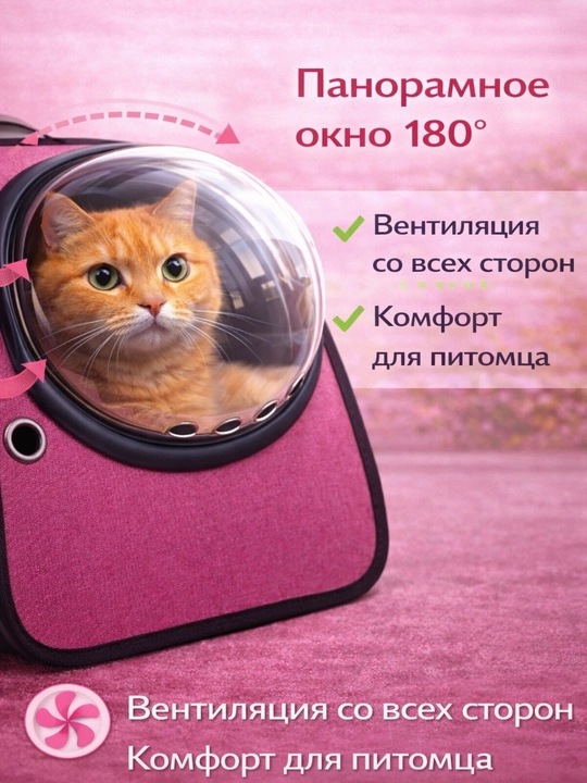 Сумка переноска для кошек и собак c обзором 360°, рюкзак с иллюминатором, безопасная