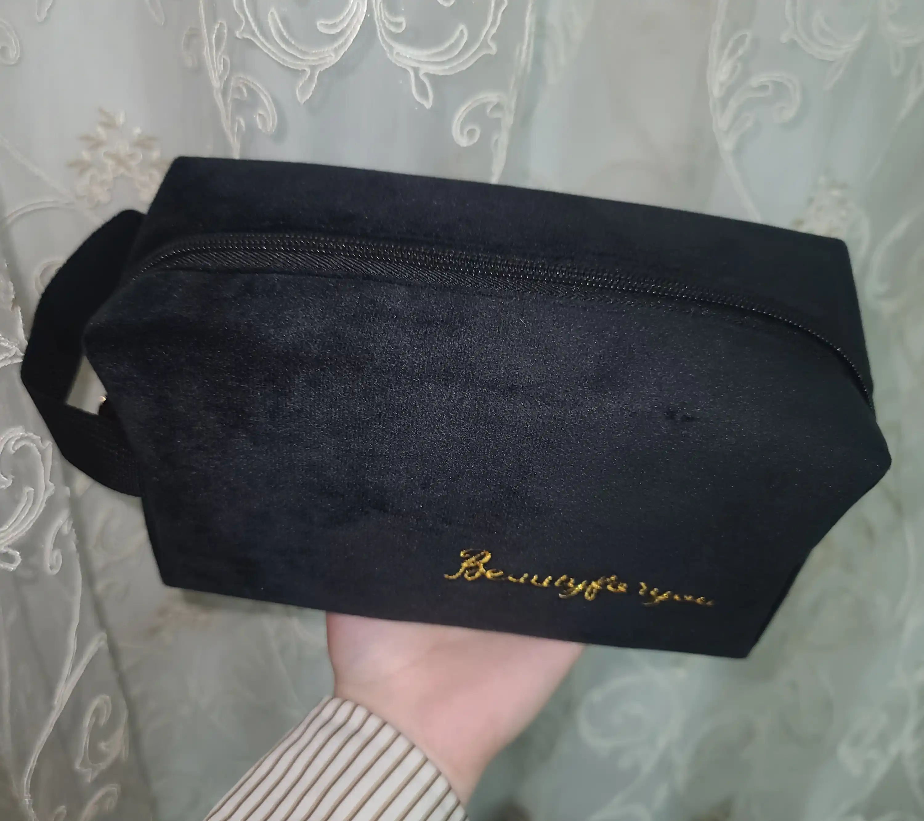 Ayollar uchun baxmal kosmetik sumka, kosmetika uchun organayzer, 4 xil rangda