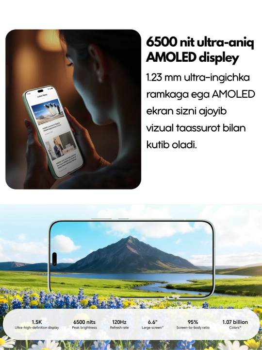 HONOR 600 Lite 5G smartfoni, AMOLED-ekran 1.5K,6520mA/soat 45Vt,108MP AI kamera, 1 yillik kafolat