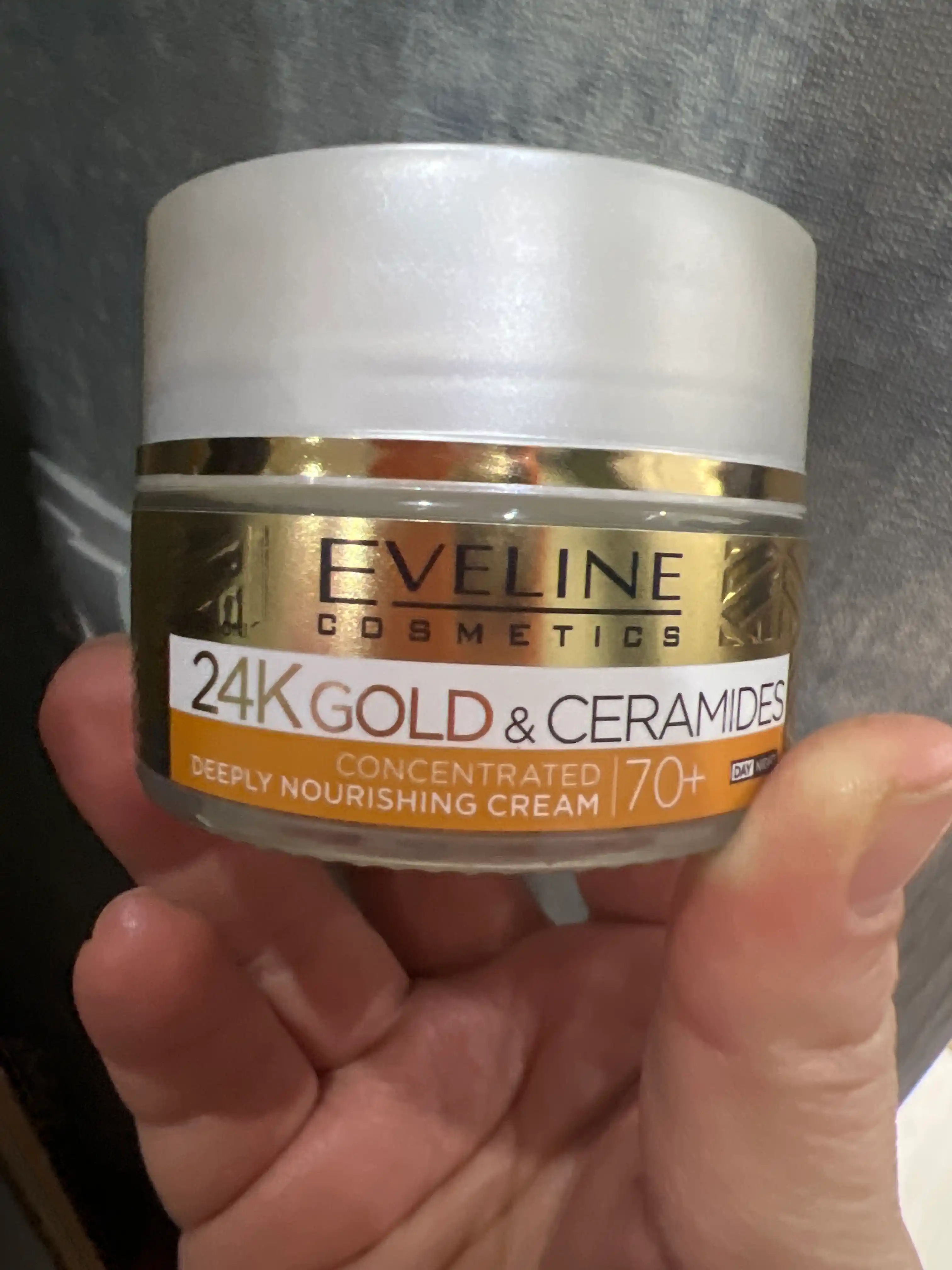 Eveline 24K Gold & Ceramides 70+ chuqur oziqlovchi krem kun/kech 50 ml