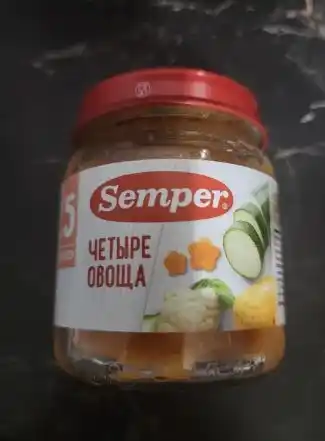 Пюре Semper Четыре овоща 5м+ 100 гр