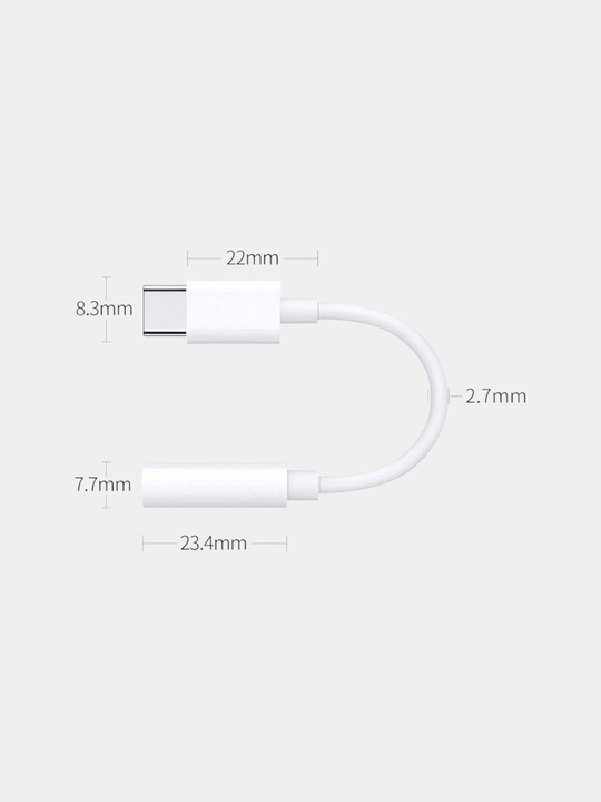 Samsung va iPhone uchun Type-C dan AUX portiga ulangan universal audio adapter