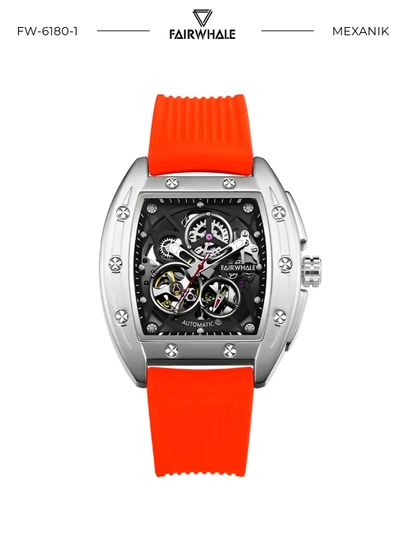Мужские механические наручные часы Mark Fairwhale FW-6180 VORTAC в подарочной коробке — MRWATCH-FW6180-ОРАНЖ