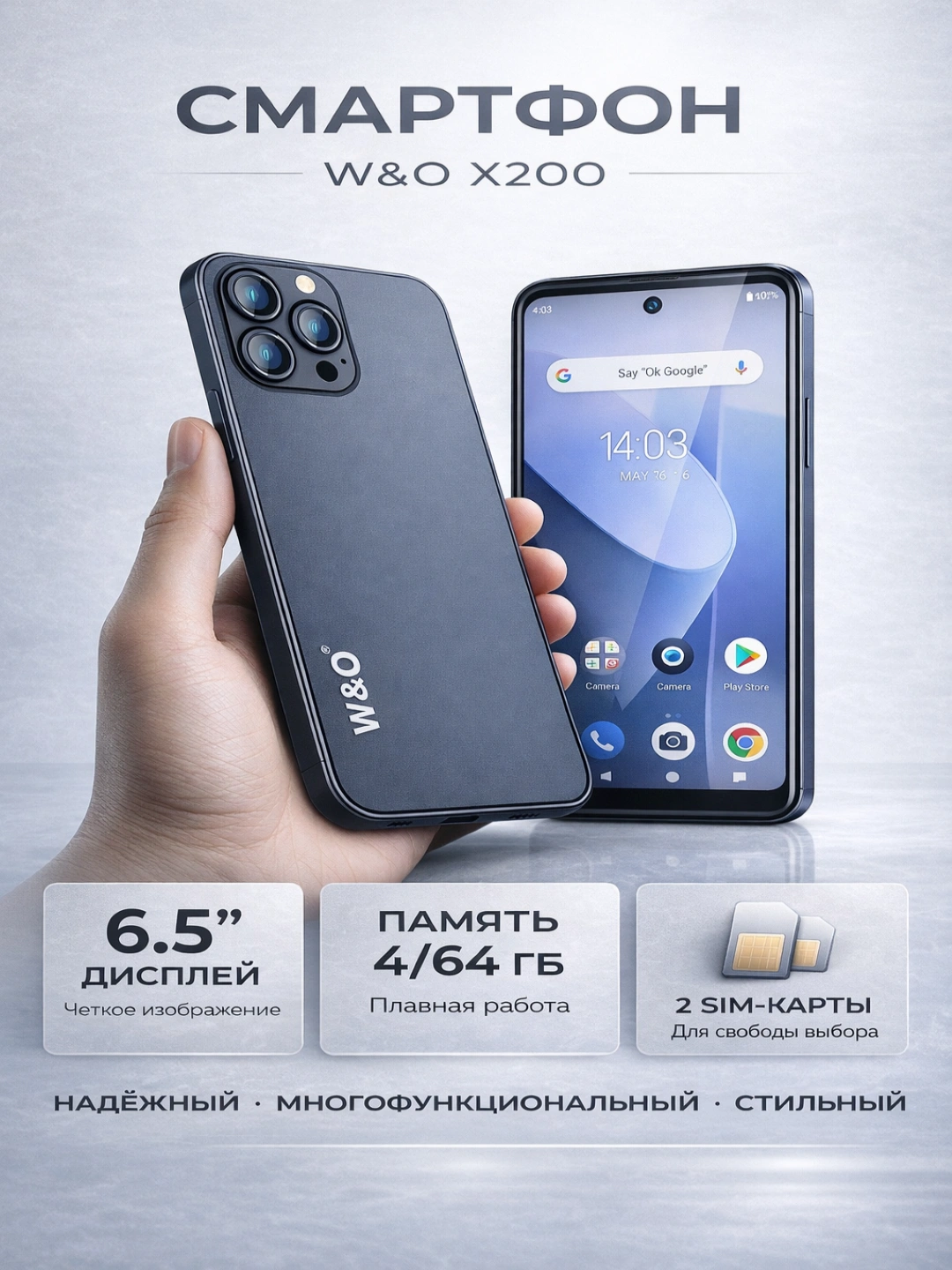 Смартфон W&O X200 4/64 ГБ, телефон на системе Android, 4G за 899000 сум со скидкой 70%. Uzum Market
