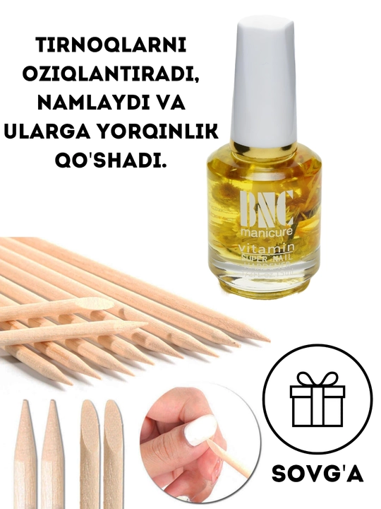 Tirnoq uchun yog' mustahkamlovchi va tiklovchi kutikula va tirnoq moyi, 100% organik - 