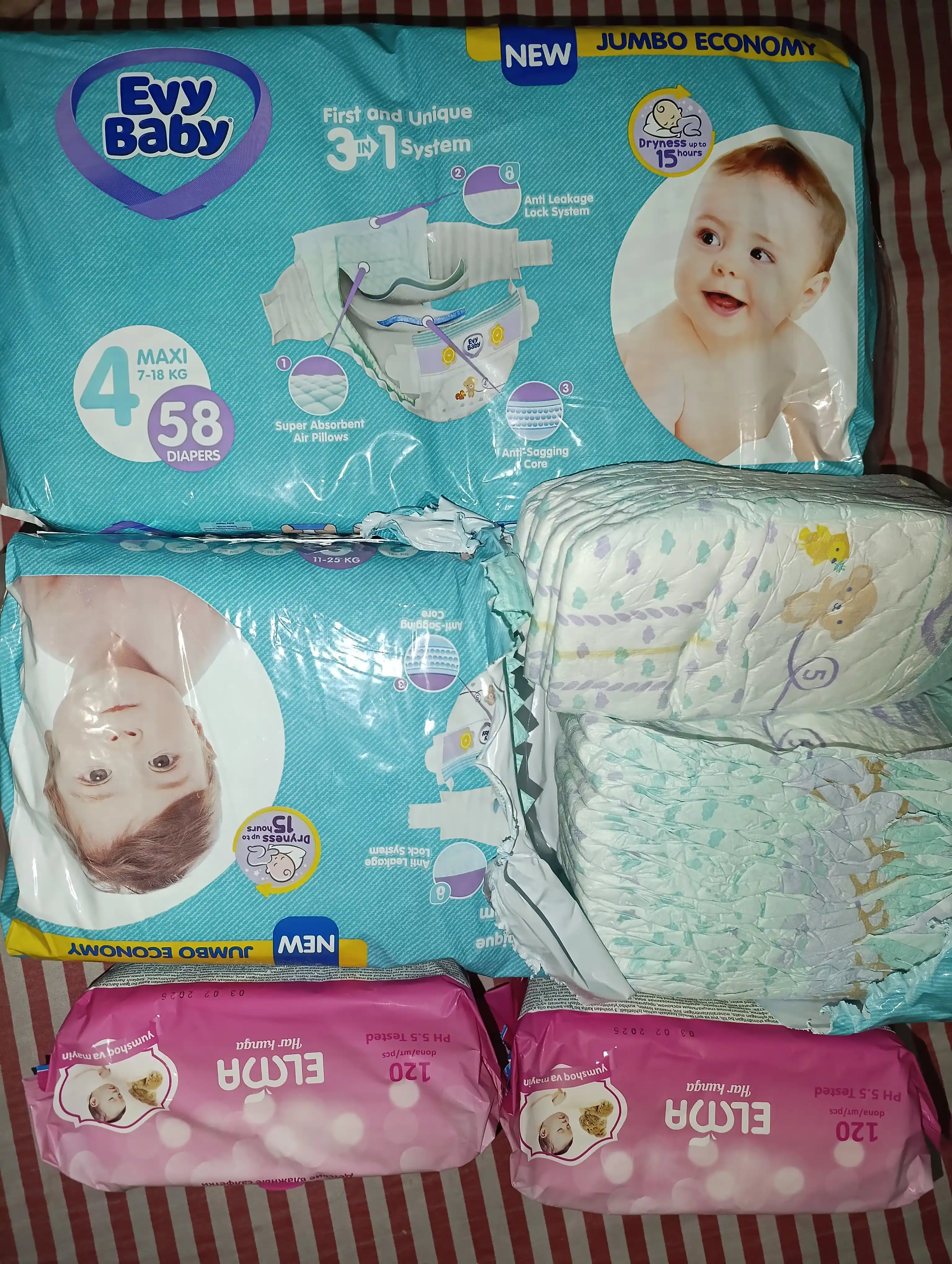 Nam salfetkalar tetiklantiruvchi Elma Baby Lux, 120 dona