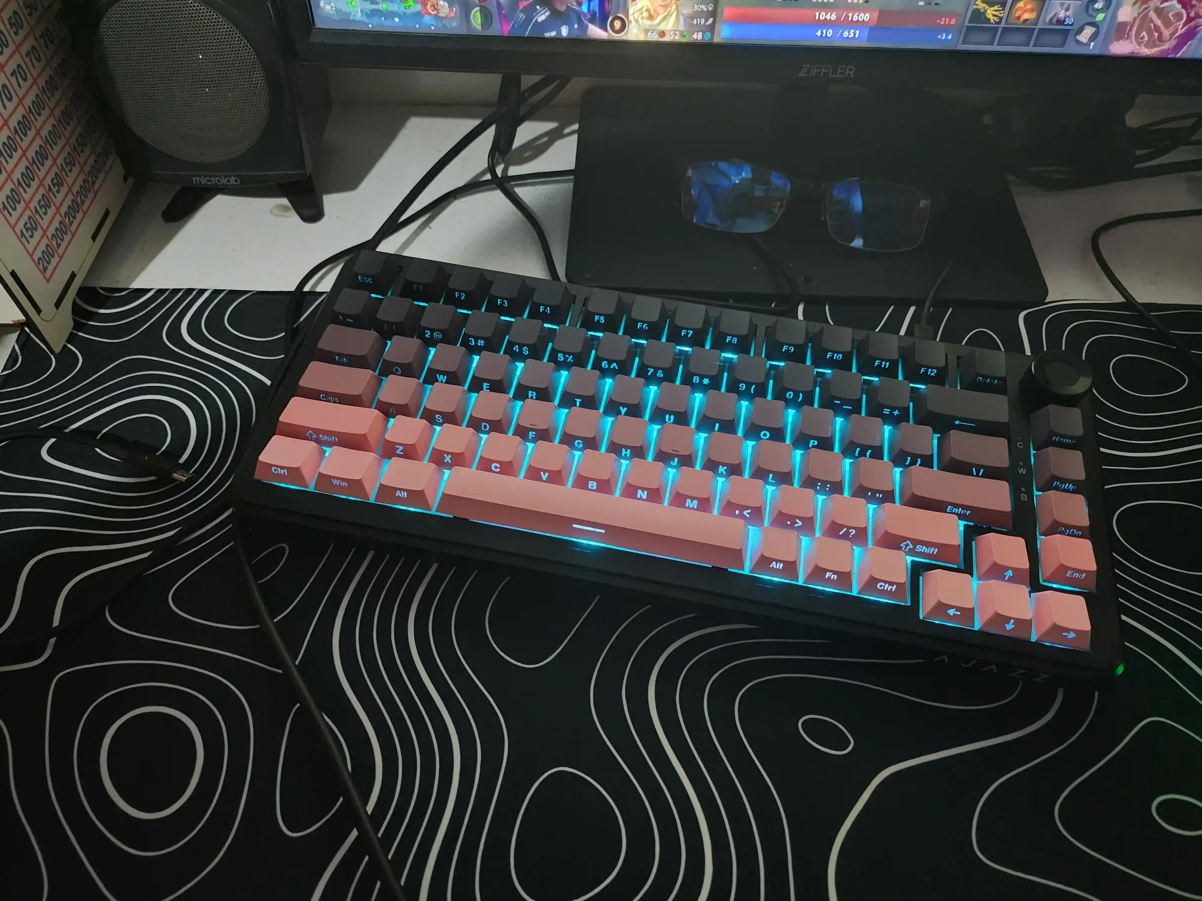 Игровой компьютерный коврик для мыши и клавиатуры, 80 * 30 cм