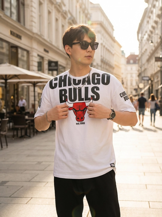 Erkaklar uchun uniseks futbolka, oversize, qisqa yengli va printli, yoz va kuz uchun