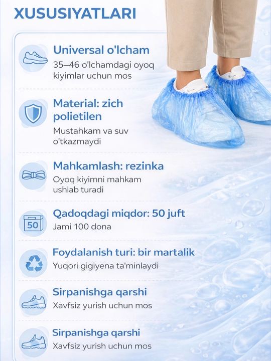 Bir martalik gigiyenik baxilalar - 50 juft, universal o‘lchamli