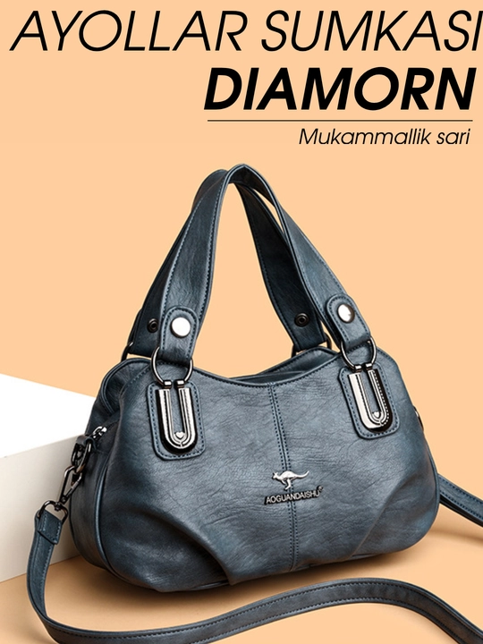 Ayollar sumkasi DIAMORN, krossbodi, yelkadan osiladigan sumka, ekocharm, 3 bo‘limli