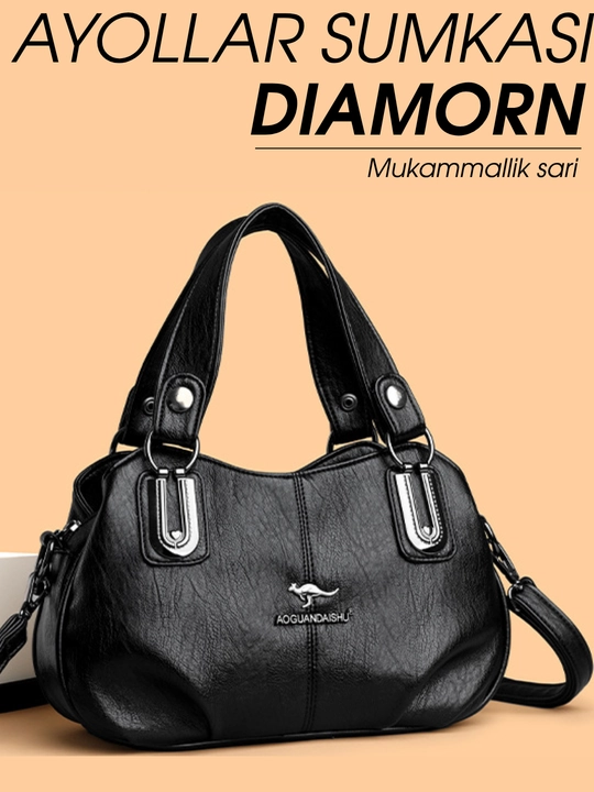 Ayollar sumkasi DIAMORN, krossbodi, yelkadan osiladigan sumka, ekocharm, 3 bo‘limli