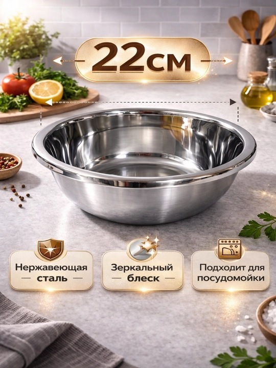 Тазик из нержавеющей стали глубокая миска для кухни, прочный и удобный