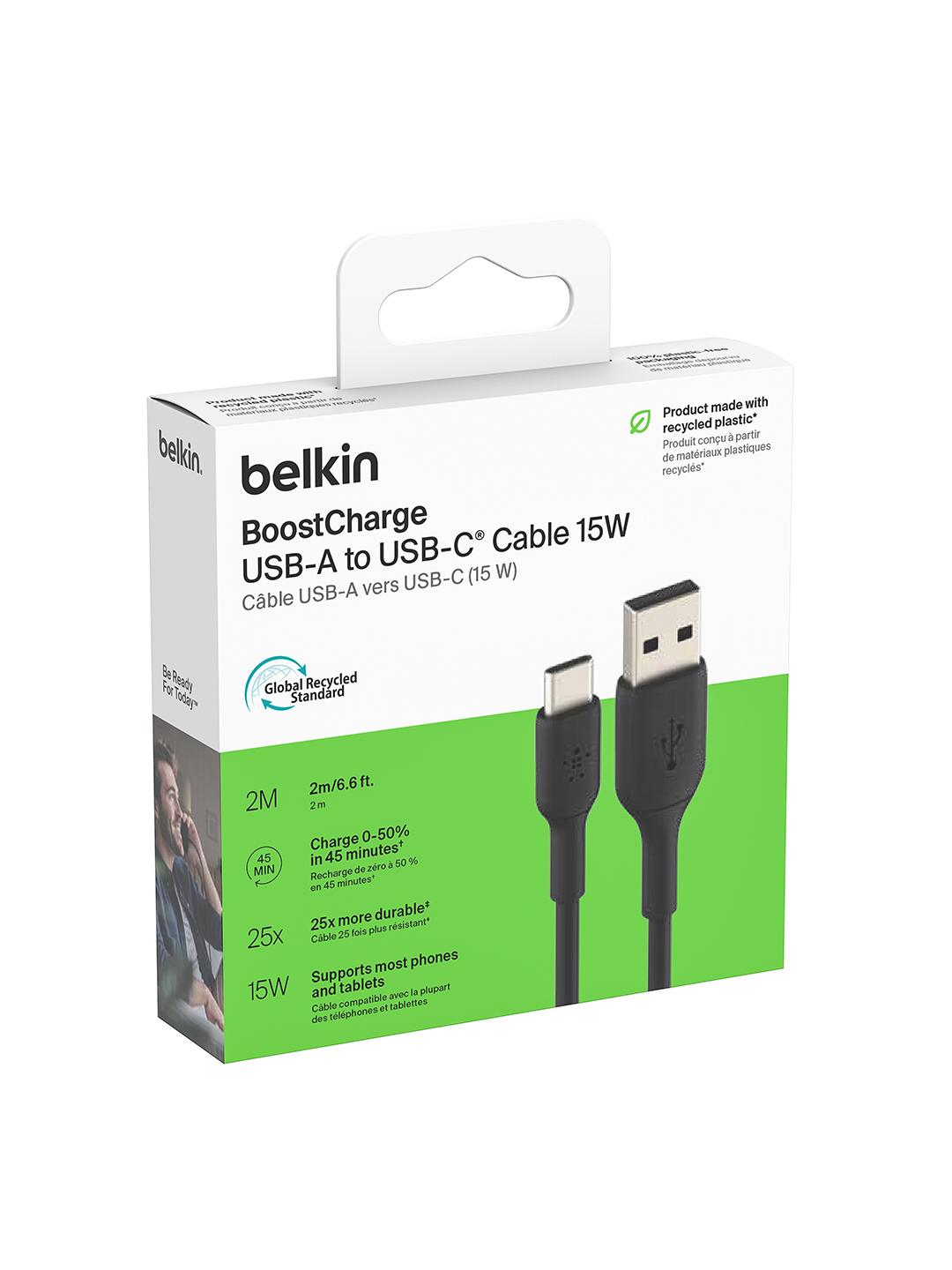 Kabel Belkin Type C  to USB A, Type C to Type C, 1 m, 2 m, 15W,  60W