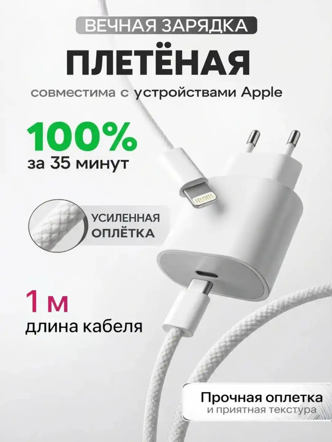 Зарядное устройство для iPhone — адаптер 35W Type-C быстрая зарядка + кабель